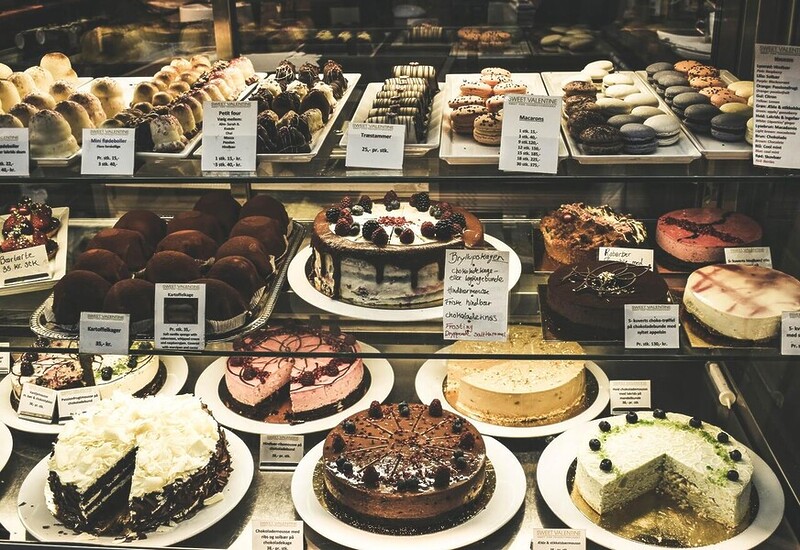 counter with cakes
