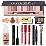 All in One Makeup Kit, Includes 12 Colors Naked Eyeshadow Palette, Buff Beige Liquid Foundation,...