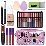 Makeup Set For Women Full Kit - 39 Colors Nude Smokey Eyeshadow Palette, Liquid Foundation +...