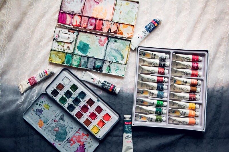 watercolors and paints